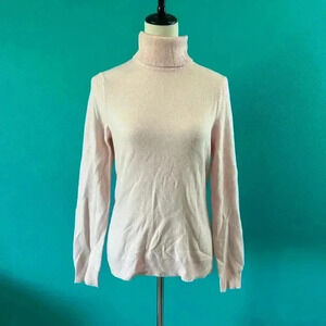 Lord & Taylor Pink Minimalist Cashmere Turtle Neck Pullover Sweater Size M